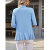 Zeagoo Women’s Open Front Cardigan 2026 Spring Summer Lightweight 3/4 Sleeve Draped Ruffles Cardigans S-3XL(Light Blue)