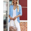 Zeagoo Women’s Open Front Cardigan 2026 Spring Summer Lightweight 3/4 Sleeve Draped Ruffles Cardigans S-3XL(Light Blue)