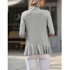 Zeagoo Women’s Open Front Cardigan 2026 Spring Summer Lightweight 3/4 Sleeve Draped Ruffles Cardigans S-3XL(Light Grey)