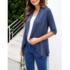Zeagoo Women’s Open Front Cardigan 2026 Spring Summer Lightweight 3/4 Sleeve Draped Ruffles Cardigans S-3XL(Navy Blue)