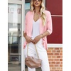 Zeagoo Women’s Open Front Cardigan 2026 Spring Summer Lightweight 3/4 Sleeve Draped Ruffles Cardigans S-3XL(Pink)