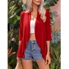 Zeagoo Women’s Open Front Cardigan 2026 Spring Summer Lightweight 3/4 Sleeve Draped Ruffles Cardigans S-3XL(Red)