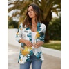 Zeagoo Women’s Open Front Cardigan 2026 Spring Summer Lightweight 3/4 Sleeve Draped Ruffles Cardigans S-3XL(Tye Dye Flower)