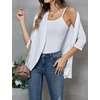 Zeagoo Women’s Open Front Cardigan 2026 Spring Summer Lightweight 3/4 Sleeve Draped Ruffles Cardigans S-3XL(White)