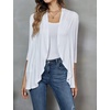 Zeagoo Women’s Open Front Cardigan 2026 Spring Summer Lightweight 3/4 Sleeve Draped Ruffles Cardigans S-3XL(White)