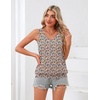 Zeagoo Womens Summer Tank Tops V Neck Sleeveless Tops Casual Loose Fit Solid Floral Tanks Cute Basic Banded Cami Shirts(Pa115)
