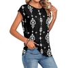 Zeagoo Womens Tops Summer Casual Cap Sleeve Tshirts Shirts Business Dressy Spring Fashion Outfits Trendy Clothes(Black Vintage)