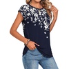 Zeagoo Womens Tops Summer Casual Cap Sleeve Tshirts Shirts Business Dressy Spring Fashion Outfits Trendy Clothes(Navy Floral)