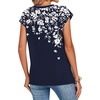 Zeagoo Womens Tops Summer Casual Cap Sleeve Tshirts Shirts Business Dressy Spring Fashion Outfits Trendy Clothes(Navy Floral)