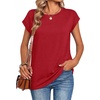 Zeagoo Womens Tops Summer Casual Cap Sleeve Tshirts Shirts Business Dressy Spring Fashion Outfits Trendy Clothes(Red Color)