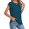 Zeagoo Womens Tops Summer Casual Cap Sleeve Tshirts Shirts Business Dressy Spring Fashion Outfits Trendy Clothes(Teal)