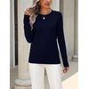 Zeagoo Womens Wool Blend Sweater Crewneck Long Sleeve Tops Fashion Clothing | Zeagoo Womens Wool Blend Crewneck Sweater Long Sleeve Soft Knit Pullover Lightweight Business Casual Black Fashion Clothing(Navy Blue)
