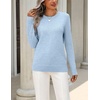 Zeagoo Womens Wool Blend Sweater Crewneck Long Sleeve Tops Fashion Clothing | Zeagoo Womens Wool Blend Crewneck Sweater Long Sleeve Soft Knit Pullover Lightweight Business Casual Black Fashion Clothing(Light Blue)