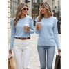 Zeagoo Womens Wool Blend Sweater Crewneck Long Sleeve Tops Fashion Clothing | Zeagoo Womens Wool Blend Crewneck Sweater Long Sleeve Soft Knit Pullover Lightweight Business Casual Black Fashion Clothing(Light Blue)
