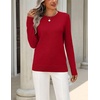 Zeagoo Womens Wool Blend Sweater Crewneck Long Sleeve Tops Fashion Clothing | Zeagoo Womens Wool Blend Crewneck Sweater Long Sleeve Soft Knit Pullover Lightweight Business Casual Black Fashion Clothing(Red)