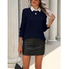 Zeagoo Womens Wool Blend Sweater Crewneck Long Sleeve Tops Fashion Clothing | Zeagoo Womens Wool Blend Crewneck Sweater Long Sleeve Soft Knit Pullover Lightweight Business Casual Black Fashion Clothing(Navy Blue)