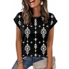 Zeagoo Womens Tops Summer Casual Cap Sleeve Tshirts Shirts Business Dressy Spring Fashion Outfits Trendy Clothes(Black Vintage)