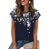 Zeagoo Womens Tops Summer Casual Cap Sleeve Tshirts Shirts Business Dressy Spring Fashion Outfits Trendy Clothes(Navy Floral)