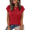 Zeagoo Womens Tops Summer Casual Cap Sleeve Tshirts Shirts Business Dressy Spring Fashion Outfits Trendy Clothes(Red Color)