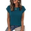 Zeagoo Womens Tops Summer Casual Cap Sleeve Tshirts Shirts Business Dressy Spring Fashion Outfits Trendy Clothes(Teal)