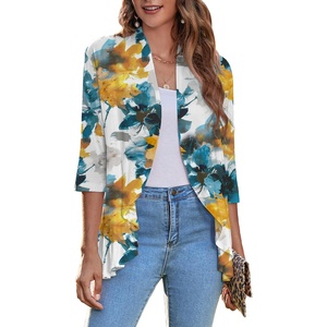 Zeagoo Women’s Open Front Cardigan 2026 Spring Summer Lightweight 3/4 Sleeve Draped Ruffles Cardigans S-3XL(Tye Dye Flower)