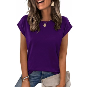 Zeagoo Womens Tops Summer Casual Cap Sleeve Tshirts Shirts Business Dressy Spring Fashion Outfits Trendy Clothes(Purple)