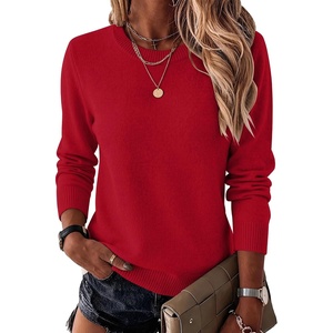 Zeagoo Womens Wool Blend Sweater Crewneck Long Sleeve Tops Fashion Clothing | Zeagoo Womens Wool Blend Crewneck Sweater Long Sleeve Soft Knit Pullover Lightweight Business Casual Black Fashion Clothing(Red)