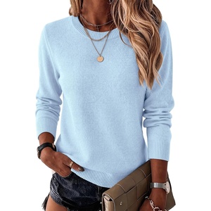 Zeagoo Womens Wool Blend Sweater Crewneck Long Sleeve Tops Fashion Clothing | Zeagoo Womens Wool Blend Crewneck Sweater Long Sleeve Soft Knit Pullover Lightweight Business Casual Black Fashion Clothing(Light Blue)