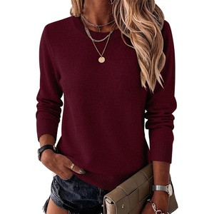 Zeagoo Womens Wool Blend Sweater Crewneck Long Sleeve Tops Fashion Clothing | Zeagoo Womens Wool Blend Crewneck Sweater Long Sleeve Soft Knit Pullover Lightweight Business Casual Black Fashion Clothing(Wine Red)