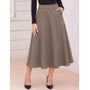Zeagoo Plaid Skirts for Women Elastic Waist Aline Tartan Skirt with Pockets(Black Khaki)