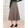 Zeagoo Plaid Skirts for Women Elastic Waist Aline Tartan Skirt with Pockets(Black Khaki)