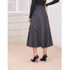 Zeagoo Plaid Skirts for Women Elastic Waist Aline Tartan Skirt with Pockets(Dark Grey)
