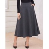 Zeagoo Plaid Skirts for Women Elastic Waist Aline Tartan Skirt with Pockets(Dark Grey)