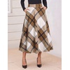 Zeagoo Plaid Skirts for Women Elastic Waist Aline Tartan Skirt with Pockets(Plaid Brown)