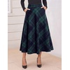Zeagoo Plaid Skirts for Women Elastic Waist Aline Tartan Skirt with Pockets(Plaid Green)
