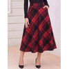 Zeagoo Plaid Skirts for Women Elastic Waist Aline Tartan Skirt with Pockets(Plaid Wine Red)