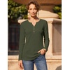 Zeagoo Women’s Long Sleeve Waffle Knit Shirts Dressy Casual Loose Button Up V Neck Tops 2026 Fall Basic Tee Blouse(Army Green)