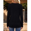Zeagoo Women’s Long Sleeve Waffle Knit Shirts Dressy Casual Loose Button Up V Neck Tops 2026 Fall Basic Tee Blouse(Black)