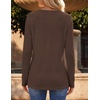 Zeagoo Women’s Long Sleeve Waffle Knit Shirts Dressy Casual Loose Button Up V Neck Tops 2026 Fall Basic Tee Blouse(Brown)