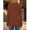 Zeagoo Women’s Long Sleeve Waffle Knit Shirts Dressy Casual Loose Button Up V Neck Tops 2026 Fall Basic Tee Blouse(Caramel)