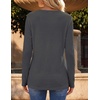 Zeagoo Women’s Long Sleeve Waffle Knit Shirts Dressy Casual Loose Button Up V Neck Tops 2026 Fall Basic Tee Blouse(Dark Grey)