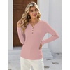 Zeagoo Women’s Long Sleeve Waffle Knit Shirts Dressy Casual Loose Button Up V Neck Tops 2026 Fall Basic Tee Blouse(Dusty Pink)