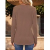 Zeagoo Women’s Long Sleeve Waffle Knit Shirts Dressy Casual Loose Button Up V Neck Tops 2026 Fall Basic Tee Blouse(Light Brown)