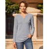 Zeagoo Women’s Long Sleeve Waffle Knit Shirts Dressy Casual Loose Button Up V Neck Tops 2026 Fall Basic Tee Blouse(Light Grey)