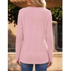 Zeagoo Women’s Long Sleeve Waffle Knit Shirts Dressy Casual Loose Button Up V Neck Tops 2026 Fall Basic Tee Blouse(Light Pink)