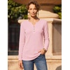 Zeagoo Women’s Long Sleeve Waffle Knit Shirts Dressy Casual Loose Button Up V Neck Tops 2026 Fall Basic Tee Blouse(Light Pink)
