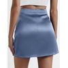 Zeagoo Womens Mini Skirts Elastic High Waisted Skirts Stain A-Line Zipper Party Club Skirt 2026(Blue)