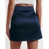 Zeagoo Womens Mini Skirts Elastic High Waisted Skirts Stain A-Line Zipper Party Club Skirt 2026(Navy Blue)