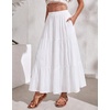 Zeagoo Women’s Skirt Chiffon Elastic High Waist Maxi Skirt with Pockets | Chiffon Elastic Waist Flowy A Line 3 Tiered Pleated Skirt With Pockets, for Work, Beach & Travel Vacation(01-white)
