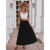 Zeagoo Women’s Skirt Chiffon Elastic High Waist Maxi Skirt with Pockets | Chiffon Elastic Waist Flowy A Line 3 Tiered Pleated Skirt With Pockets, for Work, Beach & Travel Vacation(02-black)